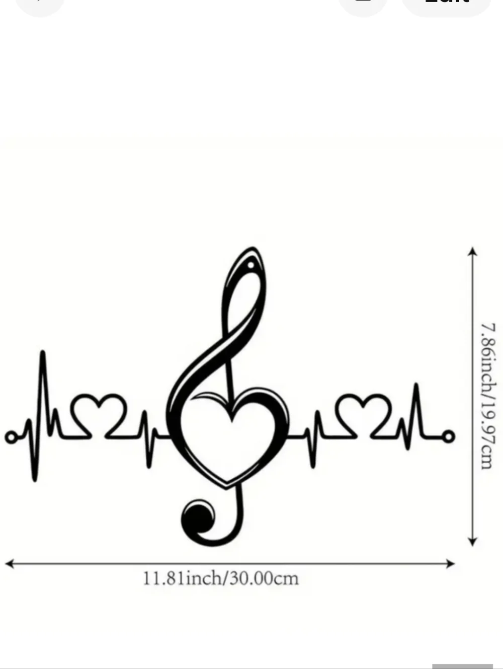 Black Metal Music Note Heart Wall Decor - Home Wall Art